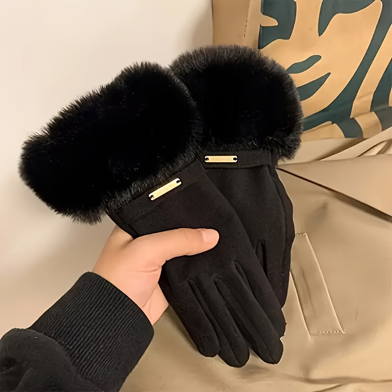 Plush Furry Cuff, Double-Layer Thick Insulation, Windproof & Warm, Ideal for Outdoor Activities & Cycling, Available in Pink/Purple/Blue/Gray